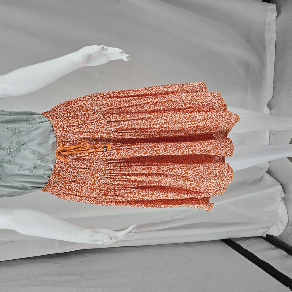 Thursday Island Orange Tiny Floral Skirt Drawstring Waistband Size Medium